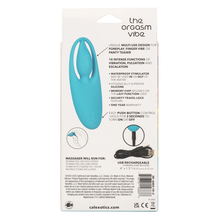 Neon Vibes The Orgasm Vibe Rechargeable Silicone Finger Vibrator - Blue