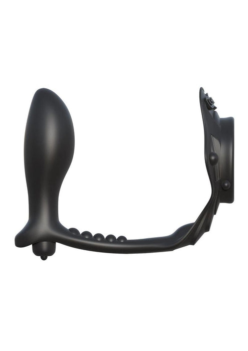 C Ringz Rock Hard Ass Gasm Vibrating Silicone Cockring With Prostate Plug Waterproof Black