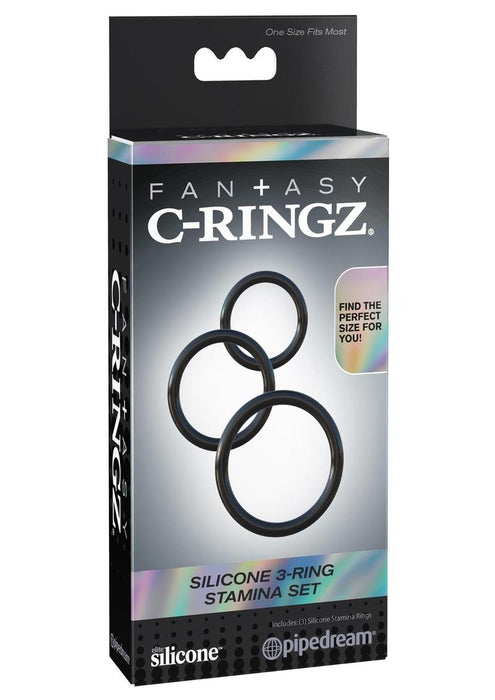 Fantasy C Ringz Silicone 3 Ring Stamina Cockring Set Black
