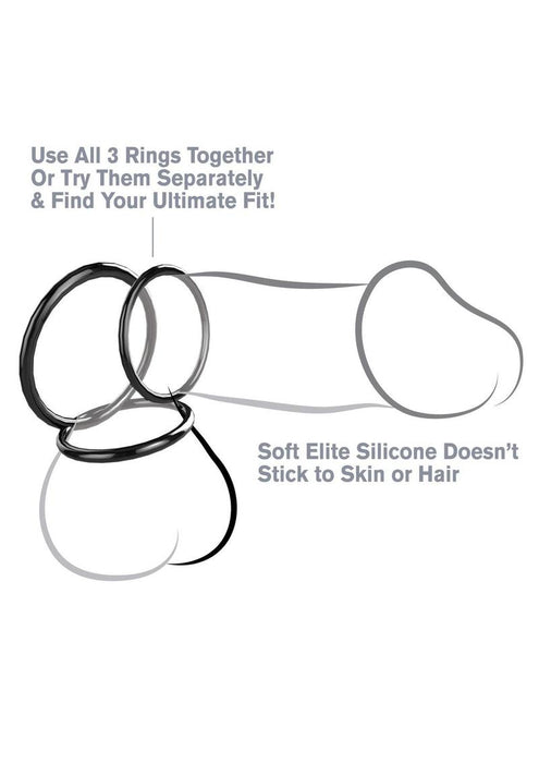 Fantasy C Ringz Silicone 3 Ring Stamina Cockring Set Black