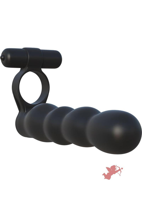 Fantasy C-Ringz Posable Partner Double Penetrator Cock Ring with Bullet - Black
