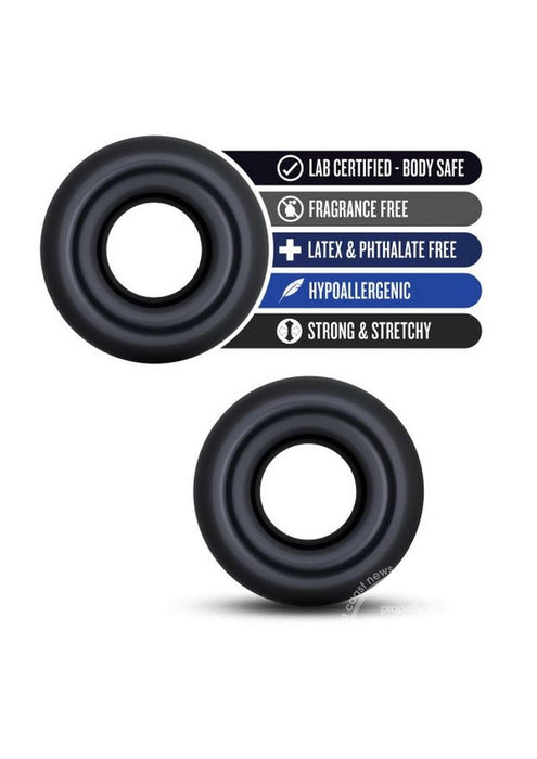 Stay Hard Donut Rings Oversized Cockrings Black 2 Each Per Pack
