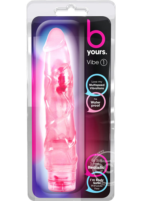 B Yours Vibe 01 Realistic Jelly Vibrator Waterproof Pink 9 Inch