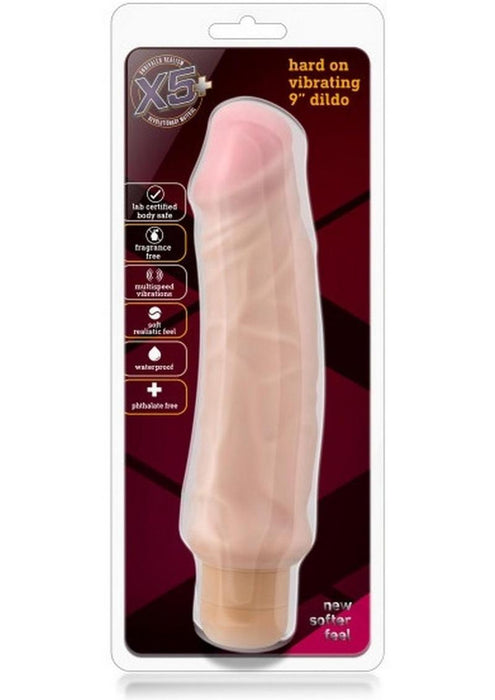 X5 Hard On Vibrating Realistic Dildo Beige Waterproof 9 Inch