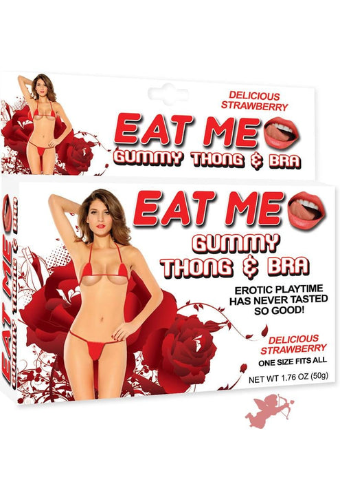 Eat Me Gummy Thong And Bra Strawberry Red One Size Fits All