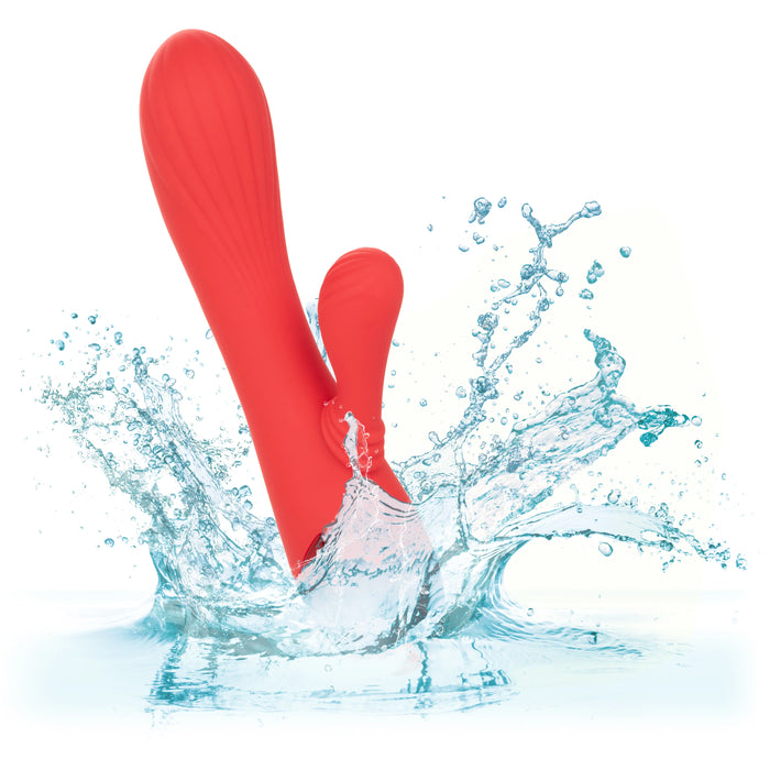 California Dreaming Palisades Passion Rechargeable Silicone Rabbit Vibrator - Red