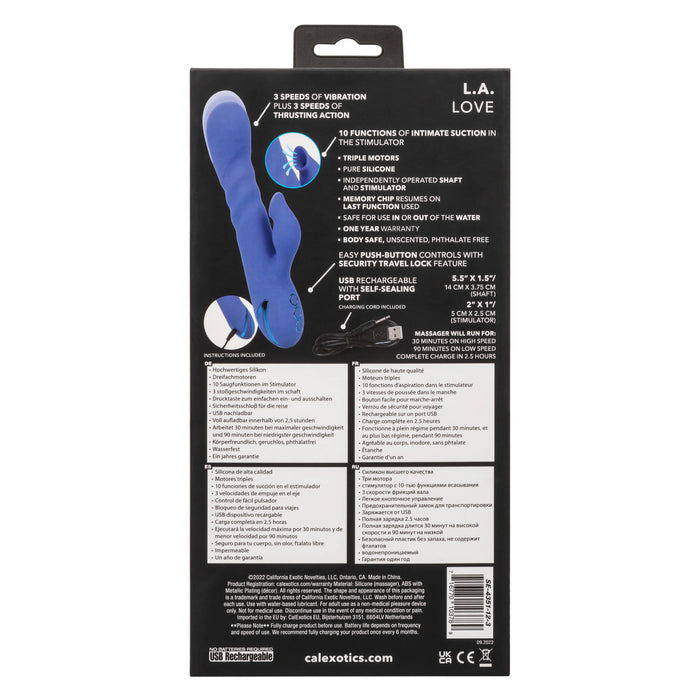 California Dreaming L.A. Love Rechargeable Silicone Vibrator with Clitoral Stimulator - Blue