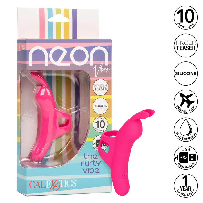 Neon Vibes The Flirty Vibe Rechargeable Silicone Finger Vibrator - Pink