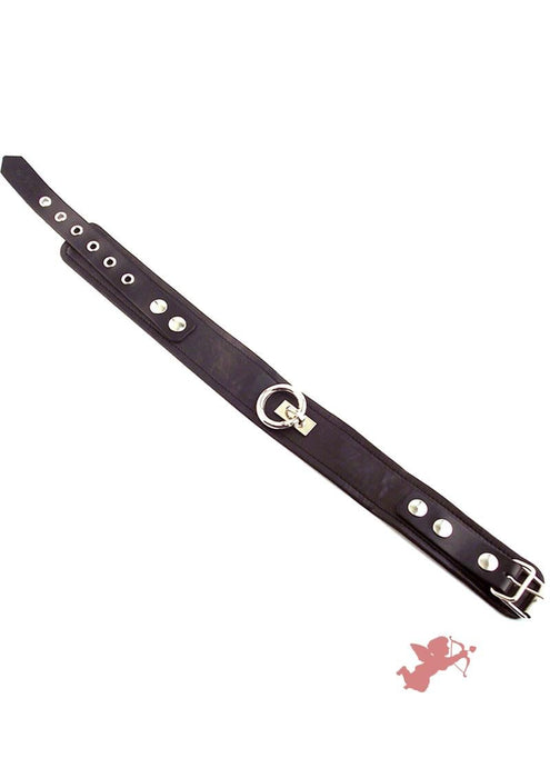 Rouge Plain Leather Adjustable Collar 1 Ring - Black