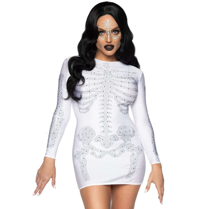 Spandex Rhinestone Skeleton Dress