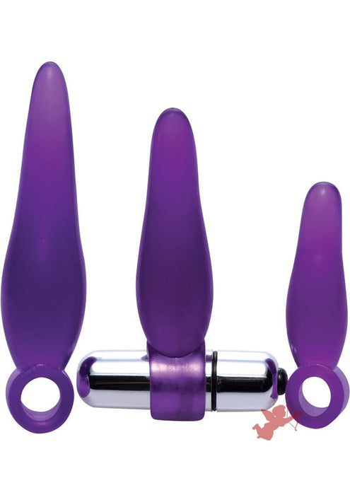 Frisky Fanny Fiddlers 3 Piece Finger Rimmer Set + Vibrating Bullet - Purple