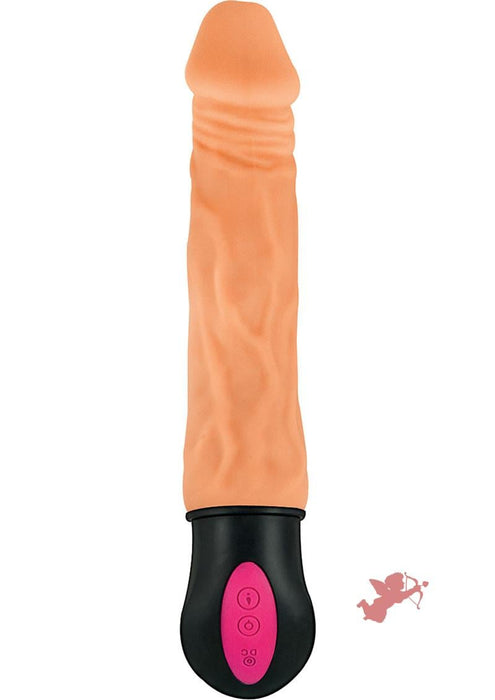 Natural Realskin Hot Cock #1 Rechargeable Warming Vibrator 7in - Vanilla