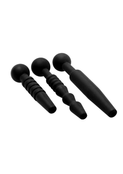 Master Series Dark Rods 3 Piece Silicone Penis Plug Set - Black