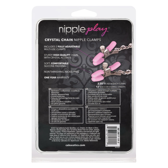 Nipple Play Crystal Chain Nipple Clamps - Pink