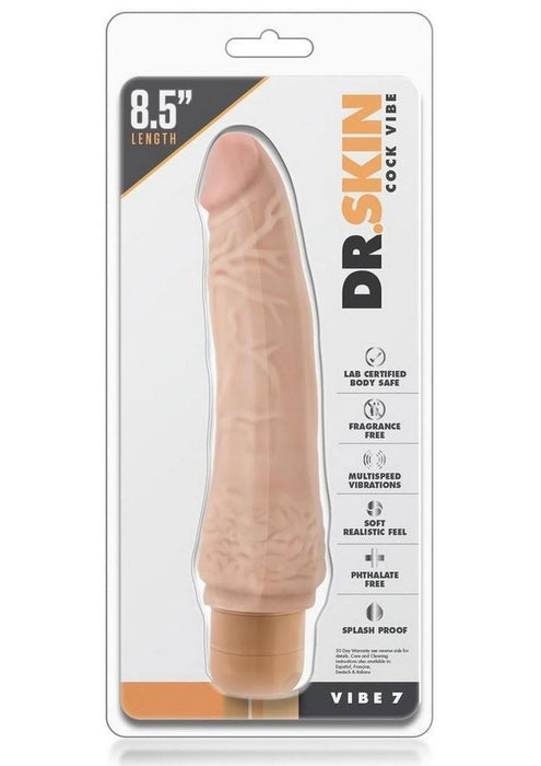 Dr. Skin Cock Vibe 7 Vibrating Dildo 8.5in - Vanilla