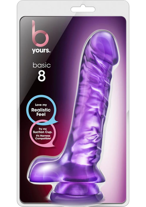 B Yours Basic 8 Dildo With Balls 9in - Purple