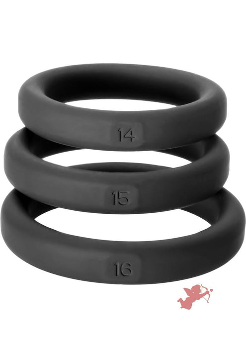 Perfect Fit Xact-Fit Silicone Ring Kit SM - MD 3 Pack - Black