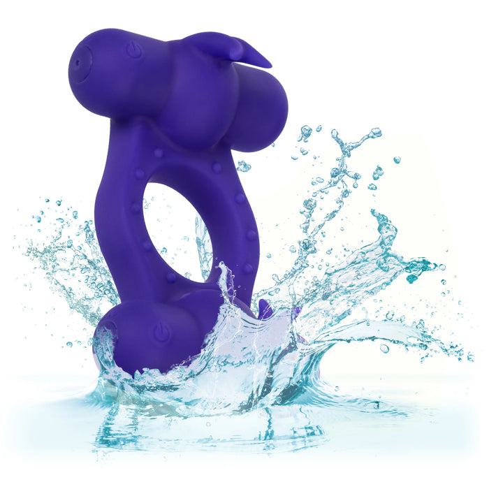 Couple's Enhancers Silicone Rechargeable Triple Orgasm Enhancer - Purple