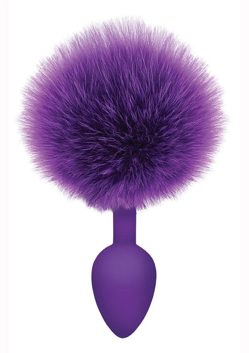 Cottontails Purple Bunny Tail Plug Anal Plug Non Vibrating Silicone