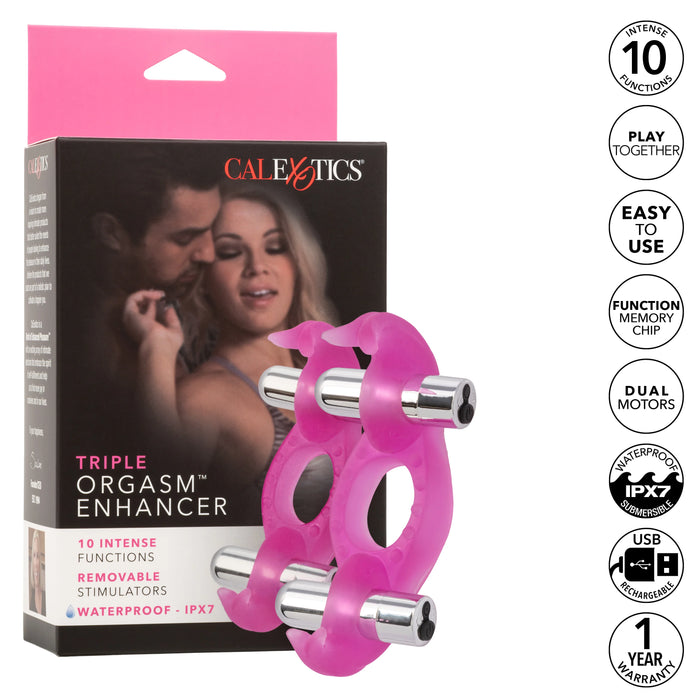 Calexotics Triple Orgasms Erection Enhancer With Dual Micro Stimulators Pink