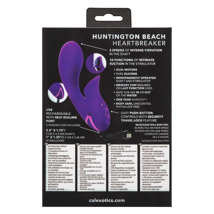 California Dreaming Huntington Beach Heartbreaker Rechargeable Silicone Stimulator - Purple