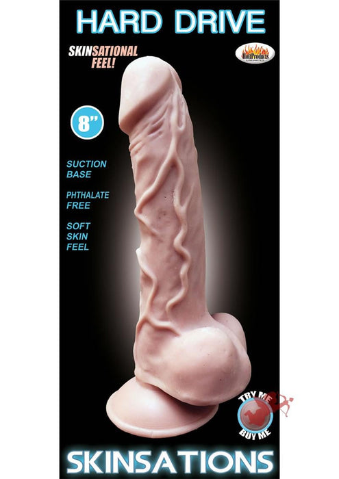 Hard Drive Skinsations Realistic Silicone Dildo 8in - Flesh