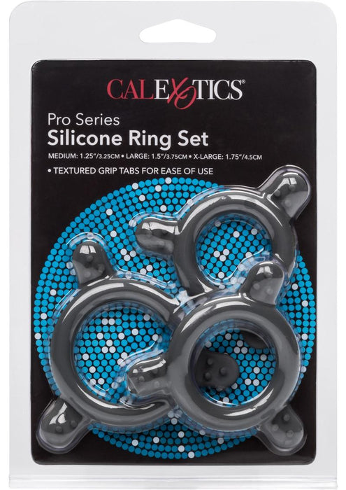 Pro Series Silicone Cock Ring Set (3 Piece Set) - Black (DNR)