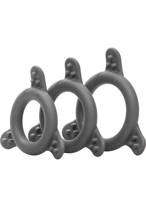 Pro Series Silicone Cock Ring Set (3 Piece Set) - Black (DNR)