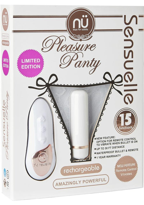Sensuelle White Pleasure Panty Bullet w/Remote Control - 15 Function