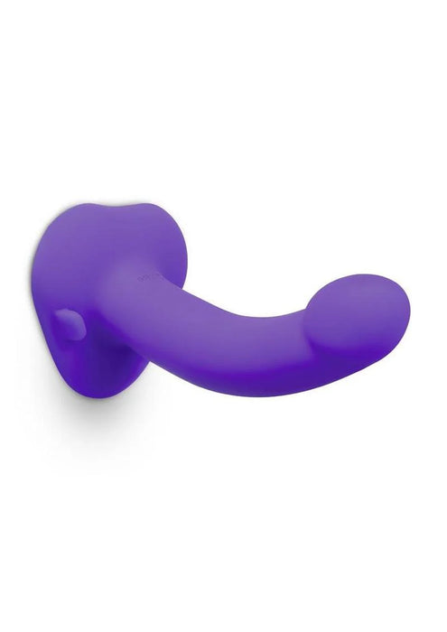 B-Vibe Vibrating Curved Silicone Strap-On Kit - Black/Purple