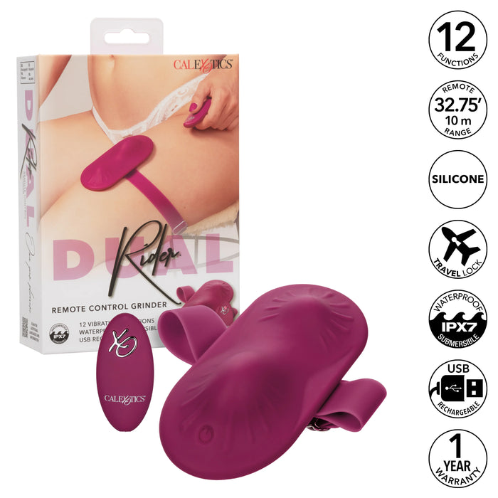 Dual Rider Remote Control Grinder Rechargeable Silicone Vibrator - Red