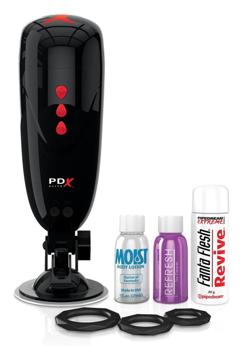 PDX Elite Rechargeable Dirty Talk Starter Masturbator - Pussy - Vanilla/Black