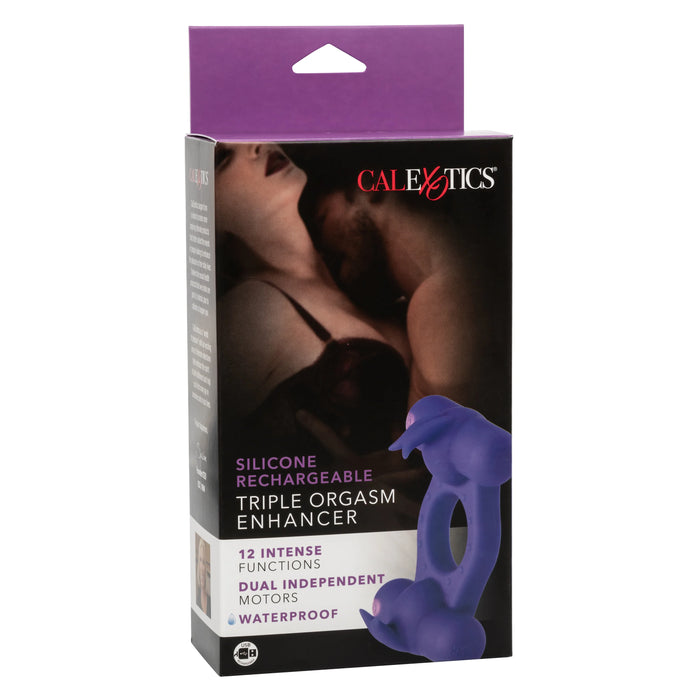 Couple's Enhancers Silicone Rechargeable Triple Orgasm Enhancer - Purple