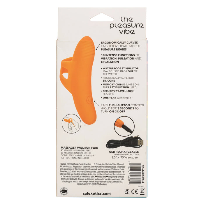Neon Vibes The Pleasure Vibe Rechargeable Silicone Finger Vibrator - Orange
