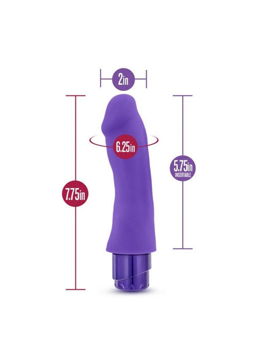 Luxe Marco Silicone Vibrating Dildo 7.75in - Purple