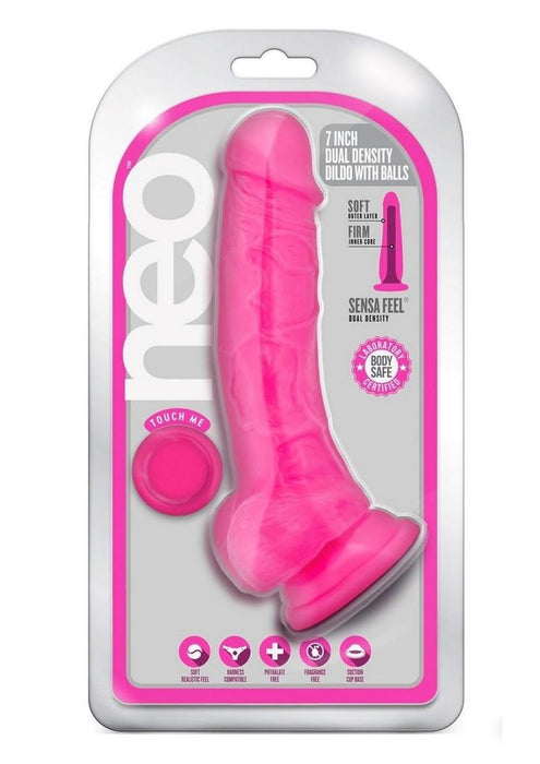 Neo Dual Density Realistic Cock With Balls Pink 7.5 Inch