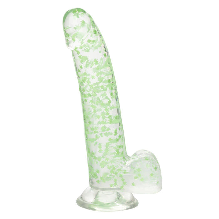 Naughty Bits I Leaf Dick Glow-in-The-Dark Weed Leaf Filled Dildo - Green