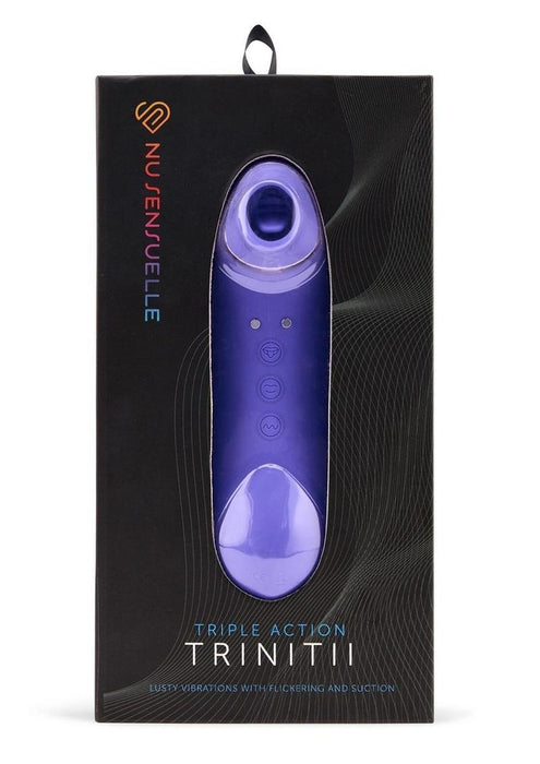 Sensuelle Trinitii Violet Suction Tongue Vibrator Rechargeable Multi Speed Ultra