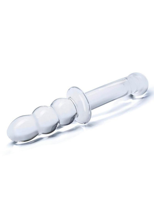 Glas Ribbed G Spot Glass Dildo 8 Inches Clear