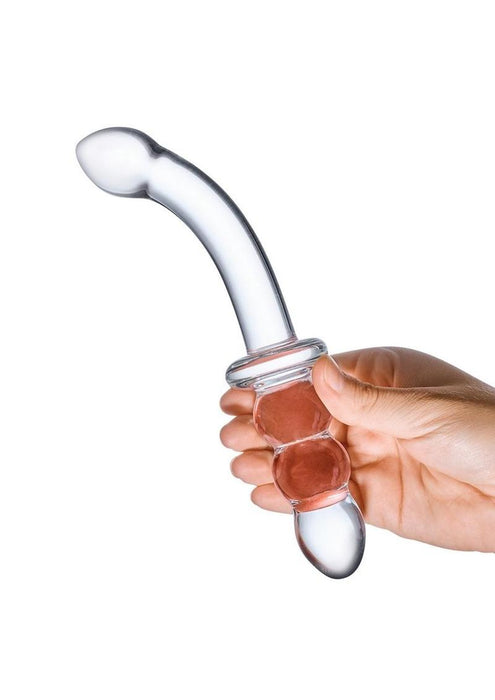 Glas Ribbed G Spot Glass Dildo 8 Inches Clear