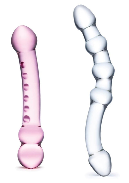 Glas Double Pleasure Glass Dildo Set (2 Pack) - White/Pink