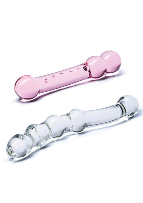 Glas Double Pleasure Glass Dildo Set (2 Pack) - White/Pink