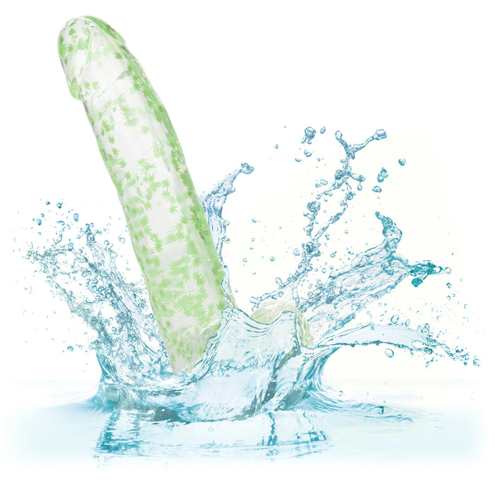 Naughty Bits I Leaf Dick Glow-in-The-Dark Weed Leaf Filled Dildo - Green