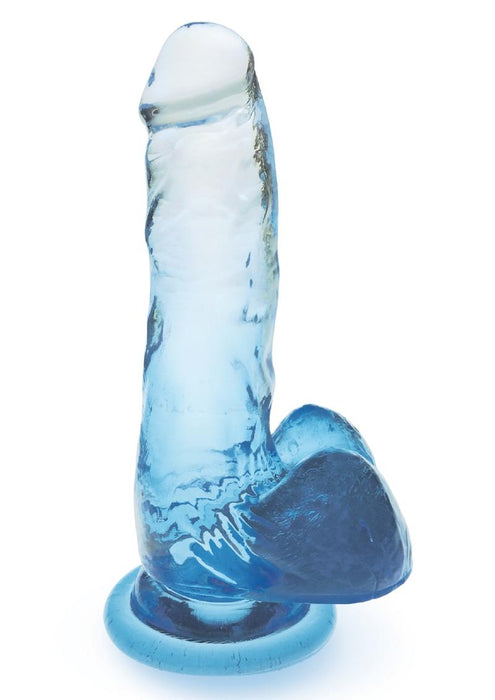 Shades Gradient Clear/Blue 7 Inch Realistic Jelly Dong Non Vibrating Harness Compatible