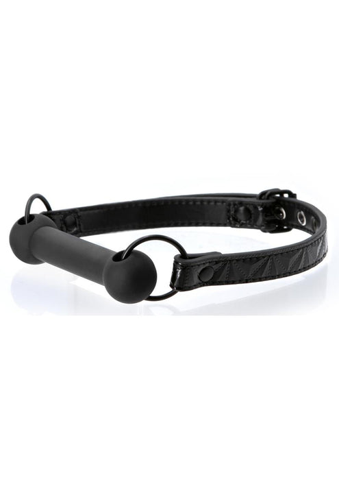 Sinful Bar Gag Silicone Adjustable Vinyl Strap Black