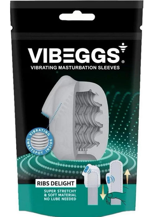 VIBEGGS Ribs Delight Unisex Masturbation Egg - White/Blue