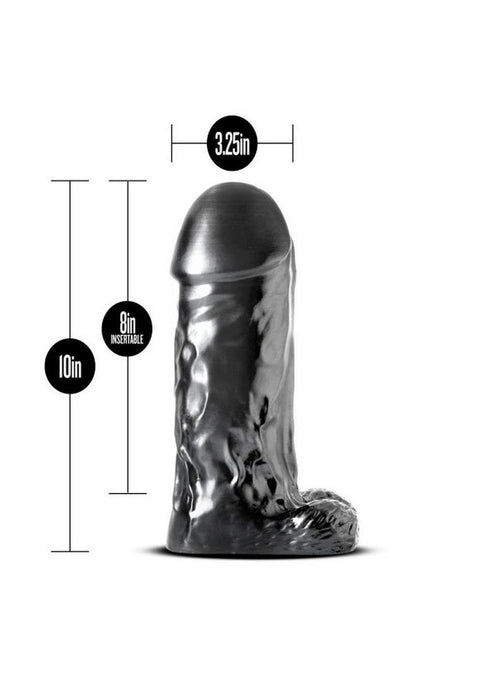 Jet Destroyer Dildo with Balls 10in - Carbon Metallic Black