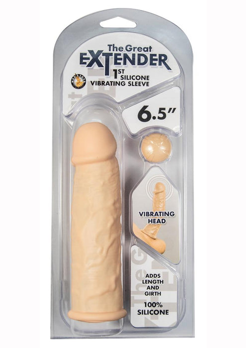 6.5in Great Extender 1st Silicone Vibrating Sleeve - Vanilla