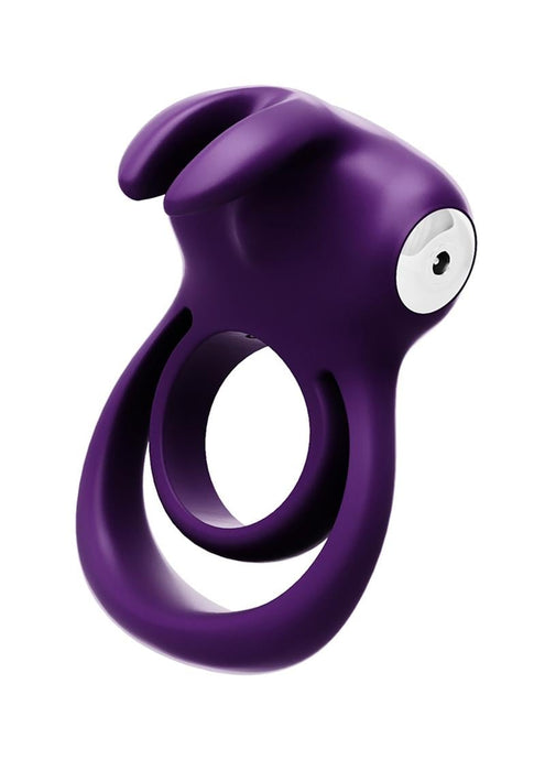 Thunder Bunny Rechargeable Silicone Dual Cock Ring - Deep Purple