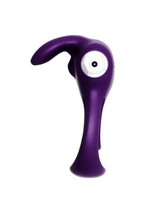 Thunder Bunny Rechargeable Silicone Dual Cock Ring - Deep Purple